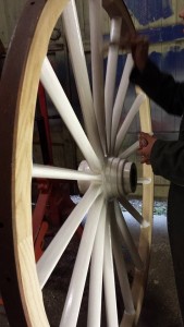 Painting wooden wheels